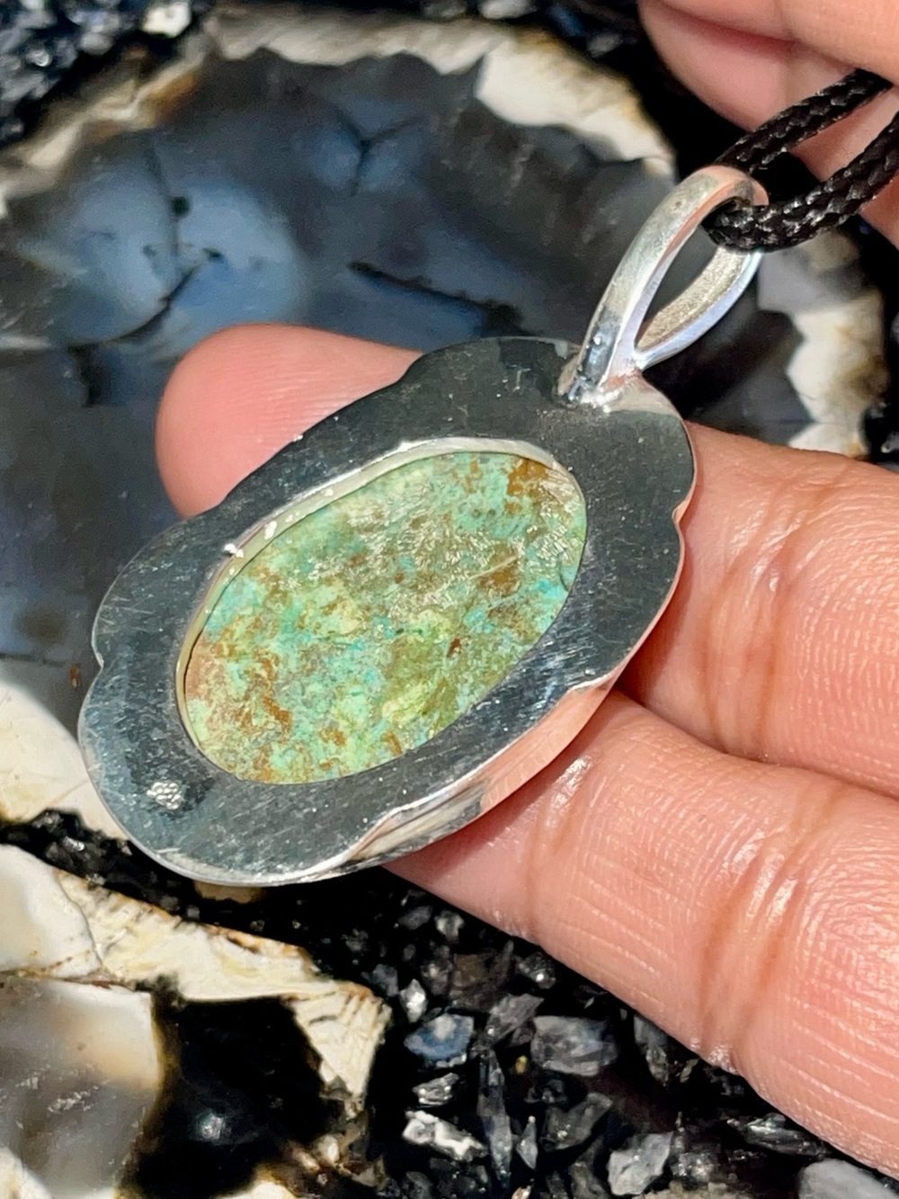 Chrysocolla- Shattuckite Crystal Pendant 2” - Picture 15 of 17